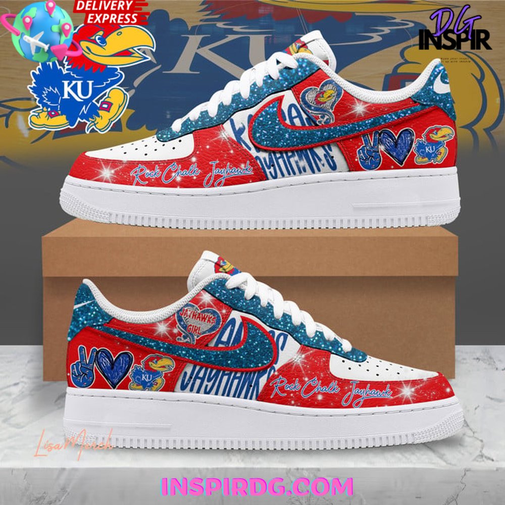 Kansas Jayhawks Rock Chalk Jayhawk Nike Air Force 1 – InspirDG