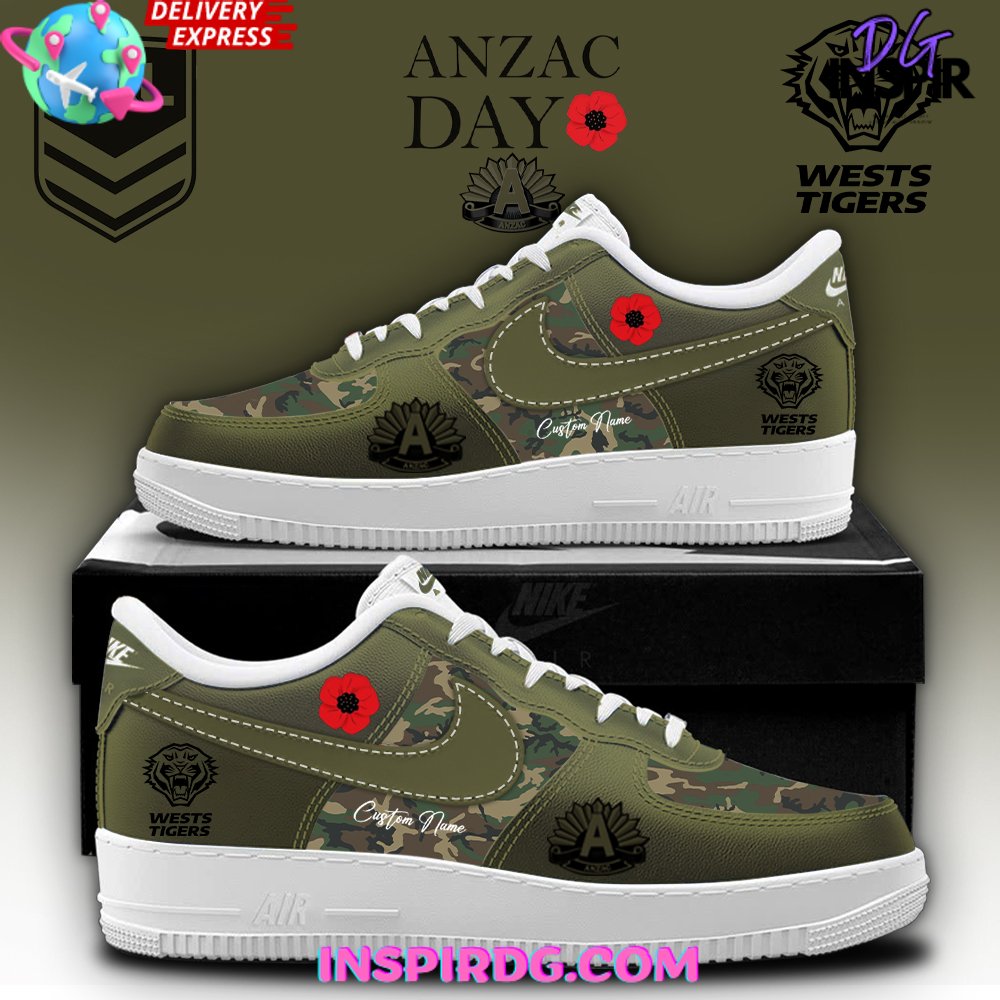 Wests Tigers ANZAC Day 2025 Nike Air Force 1 – InspirDG