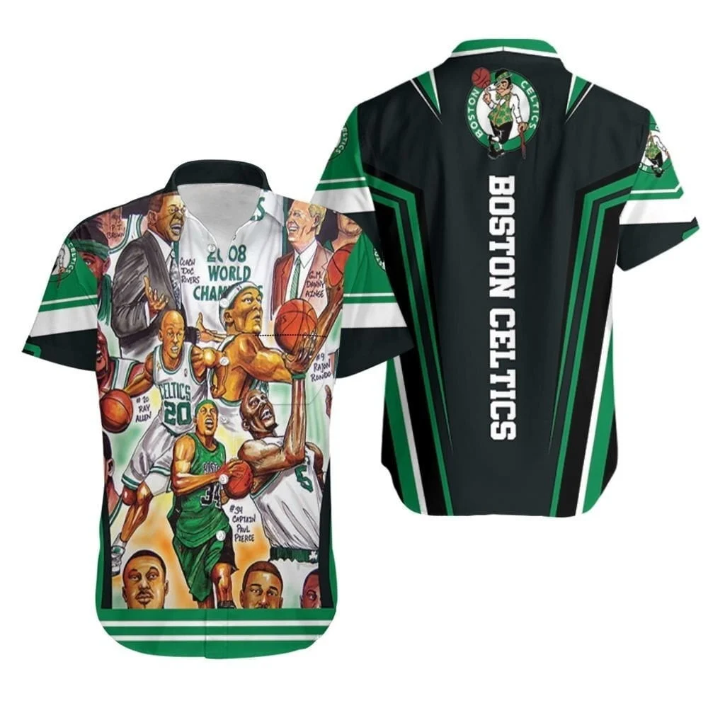 Boston Celtics Champions Caricature Hawaiian Shirt