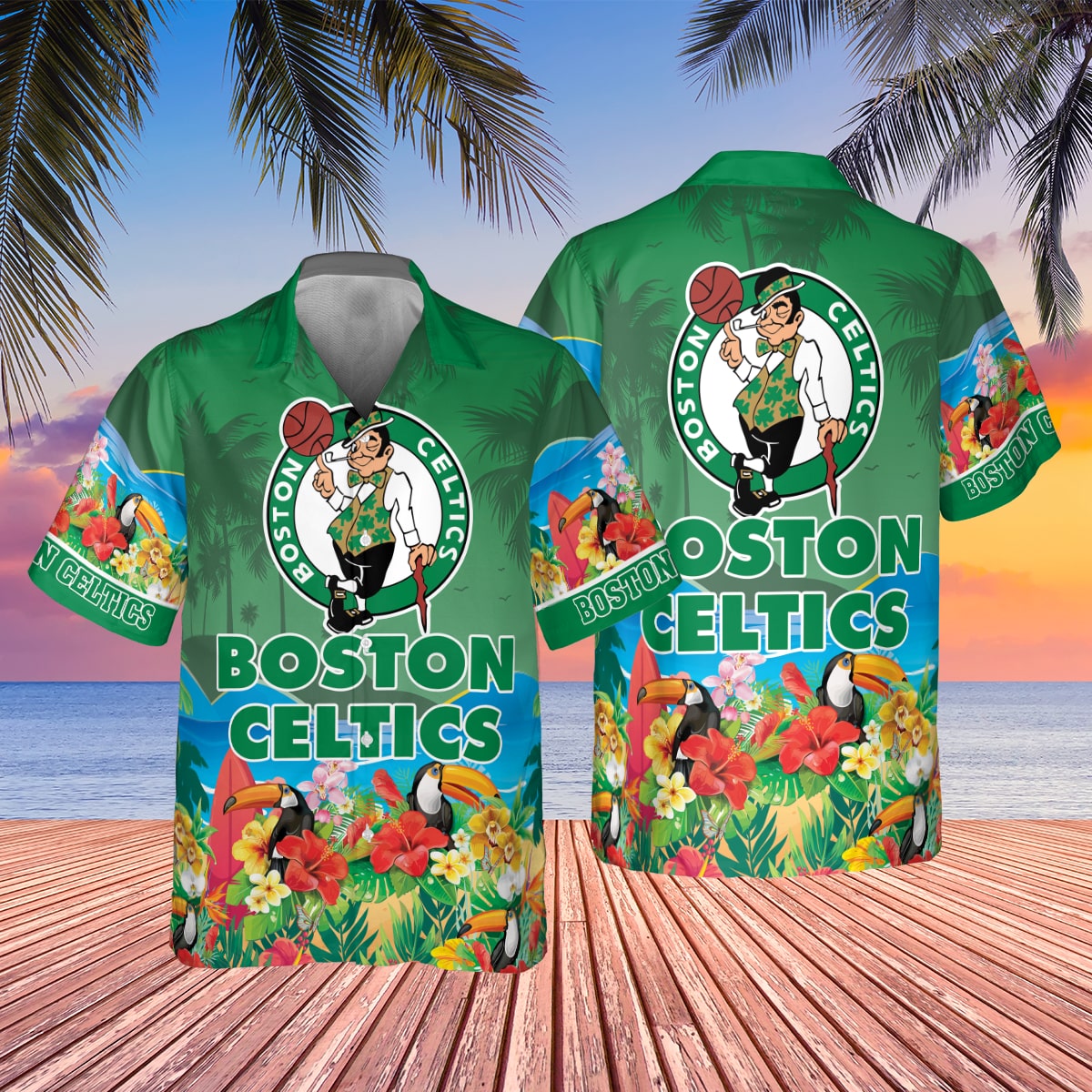 Boston Celtics Floral Fiesta Hawaiian Shirt