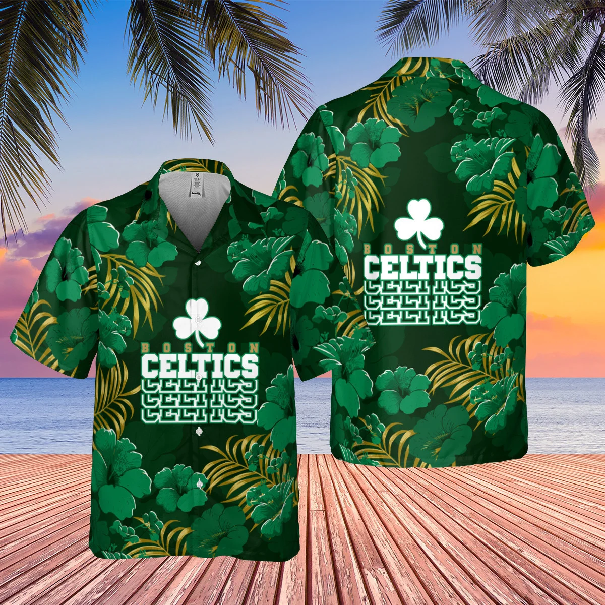 Boston Celtics Green Paradise Hawaiian Shirt