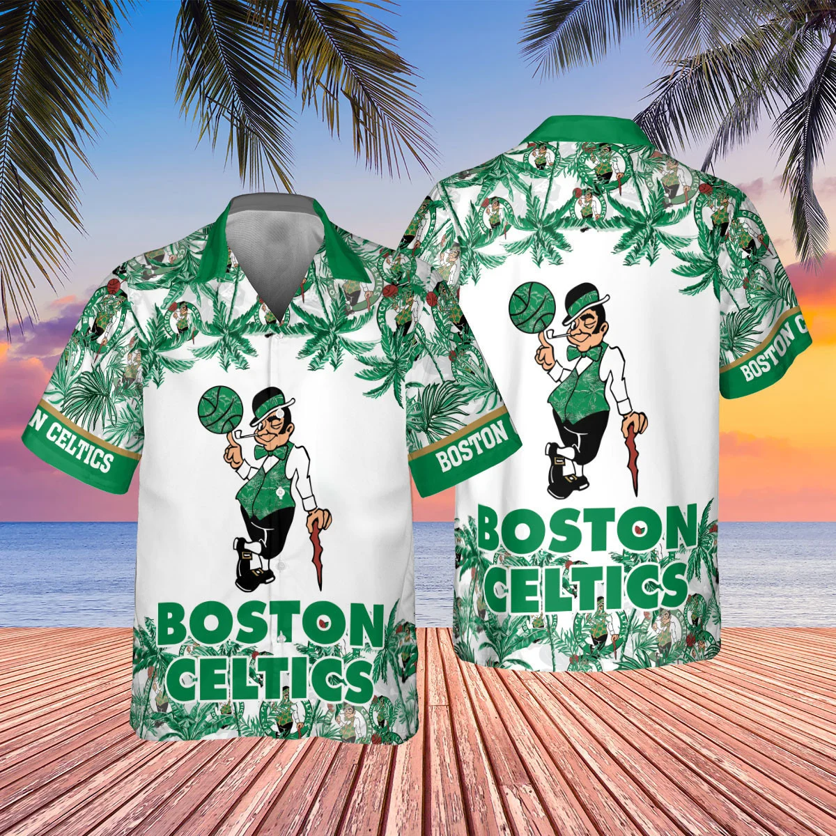 Boston Celtics Palm Breeze Hawaiian Shirt