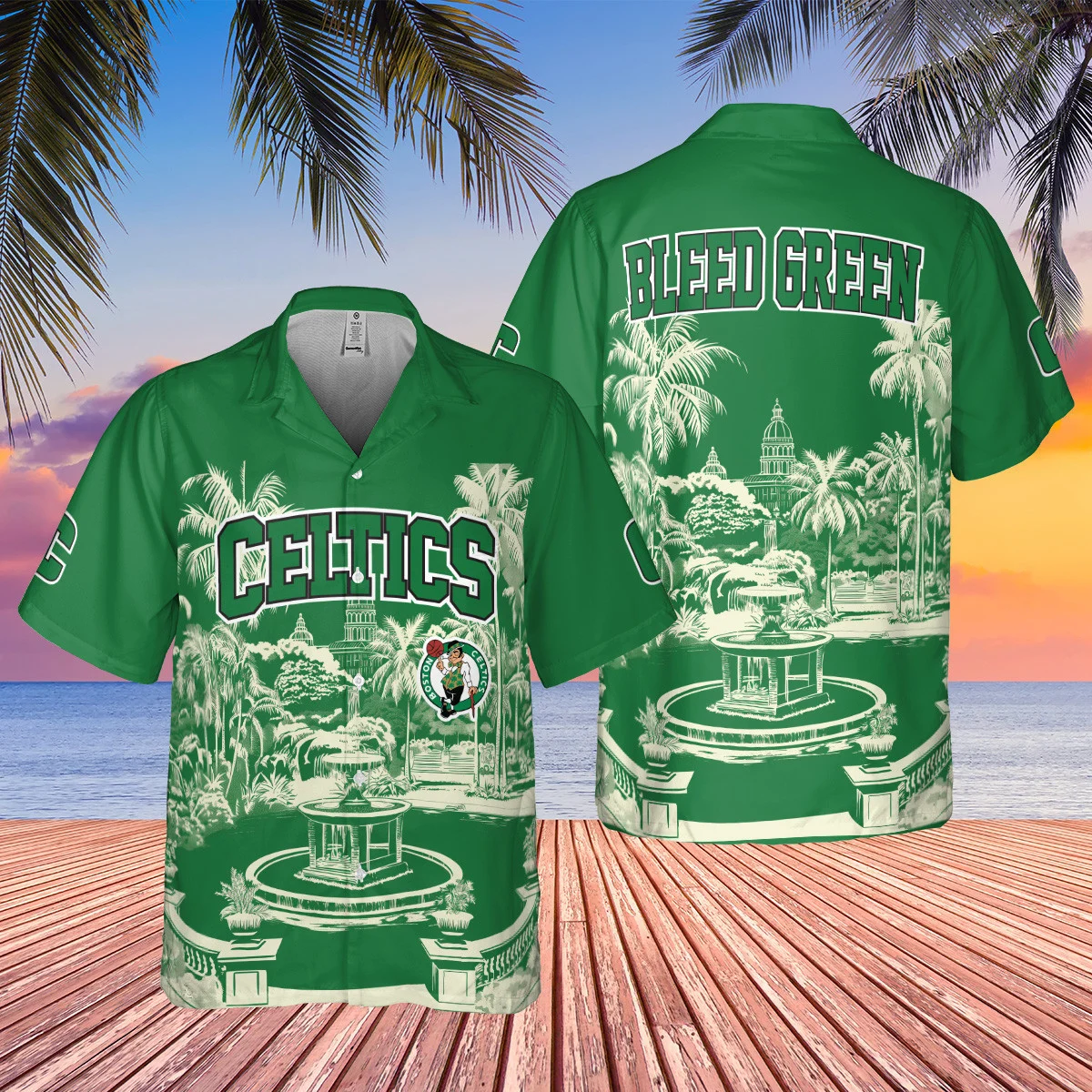 Boston Celtics Public Garden Bleed Green Hawaiian Shirt