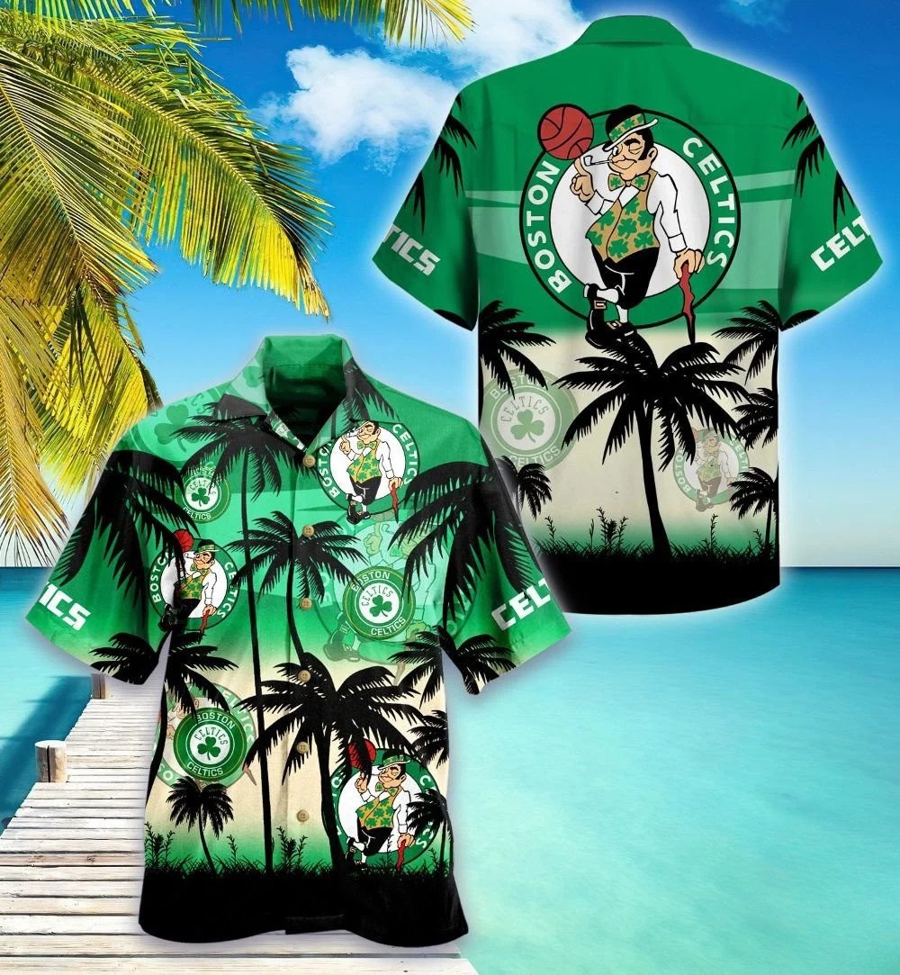 Boston Celtics Sunset Palm Hawaiian Shirt