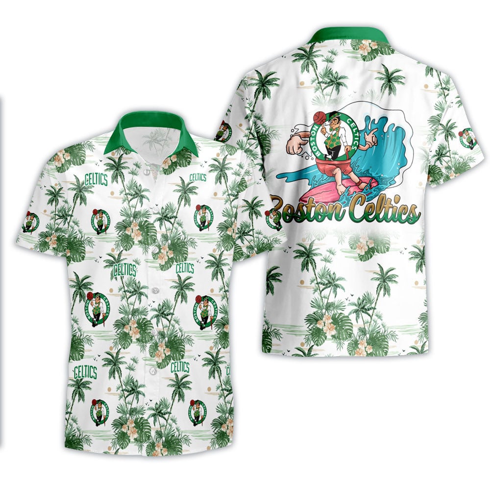 Boston Celtics Surfing Wave Hawaiian Shirt