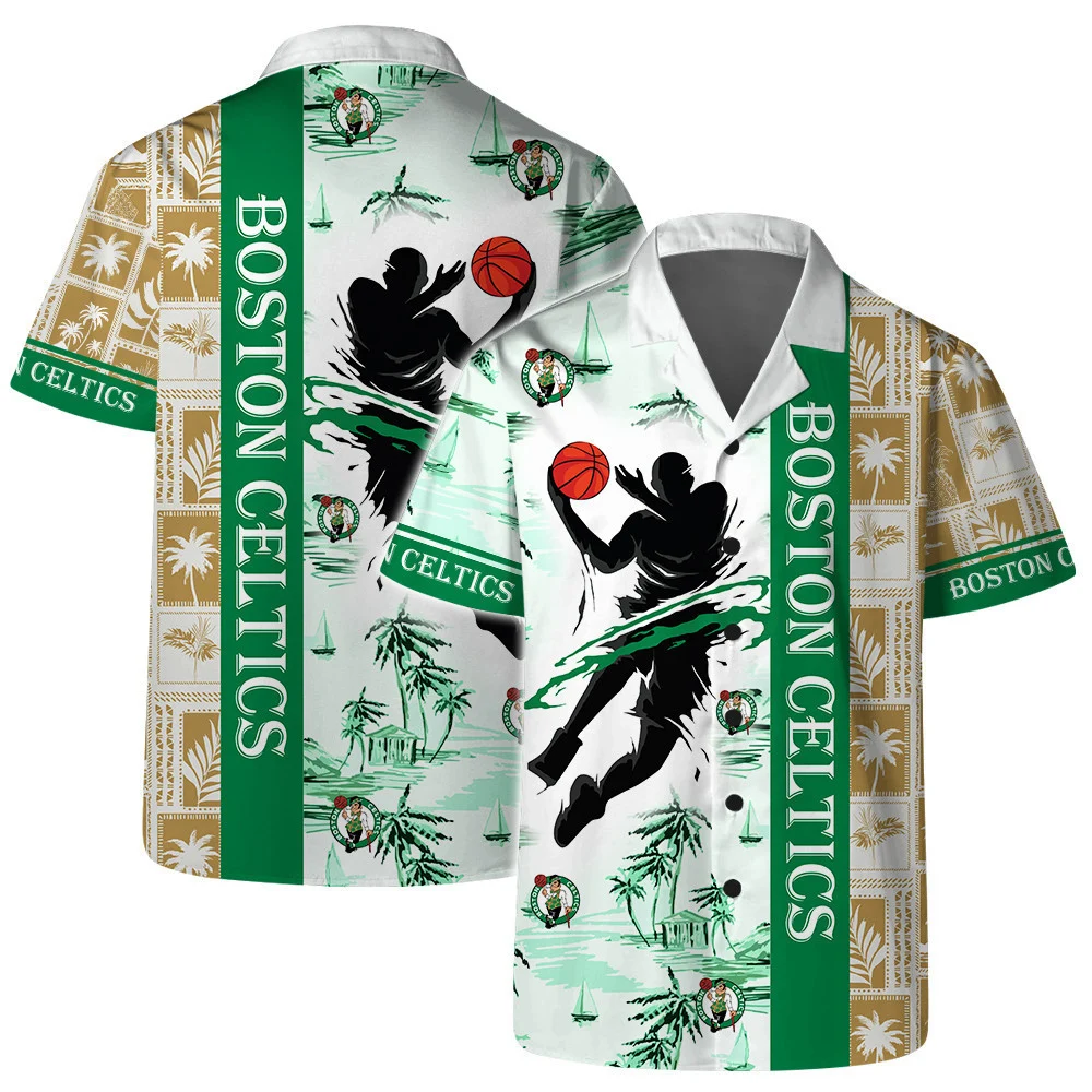 Boston Celtics Tropical Basketball Vibes Hawaiian Shirt