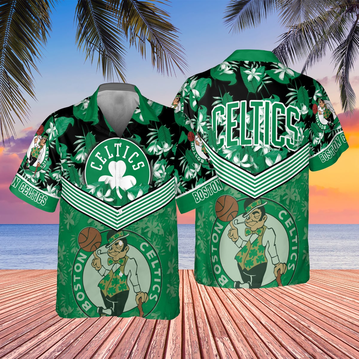 Boston Celtics Tropical Clover Hawaiian Shirt