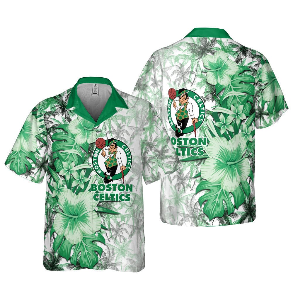 Boston Celtics Tropical Forest Hawaiian Shirt