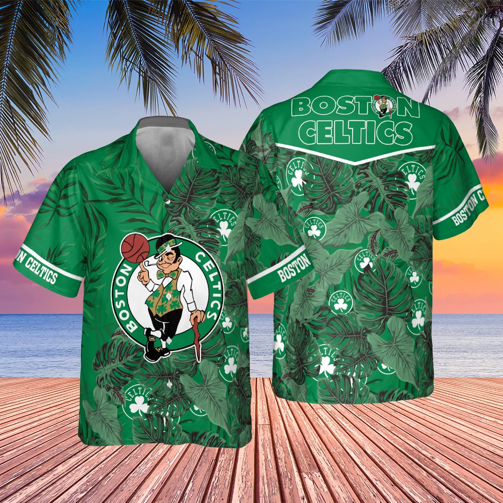 Boston Celtics Tropical Monstera Hawaiian Shirt