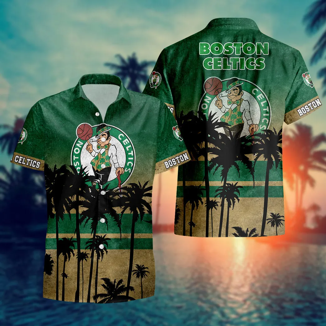 Boston Celtics Tropical Sunset Hawaiian Shirt