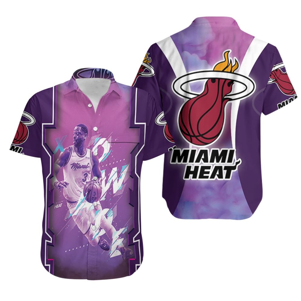 Dwyane Wade 3 Miami Heat Legend Vice Background Hawaiian Shirt