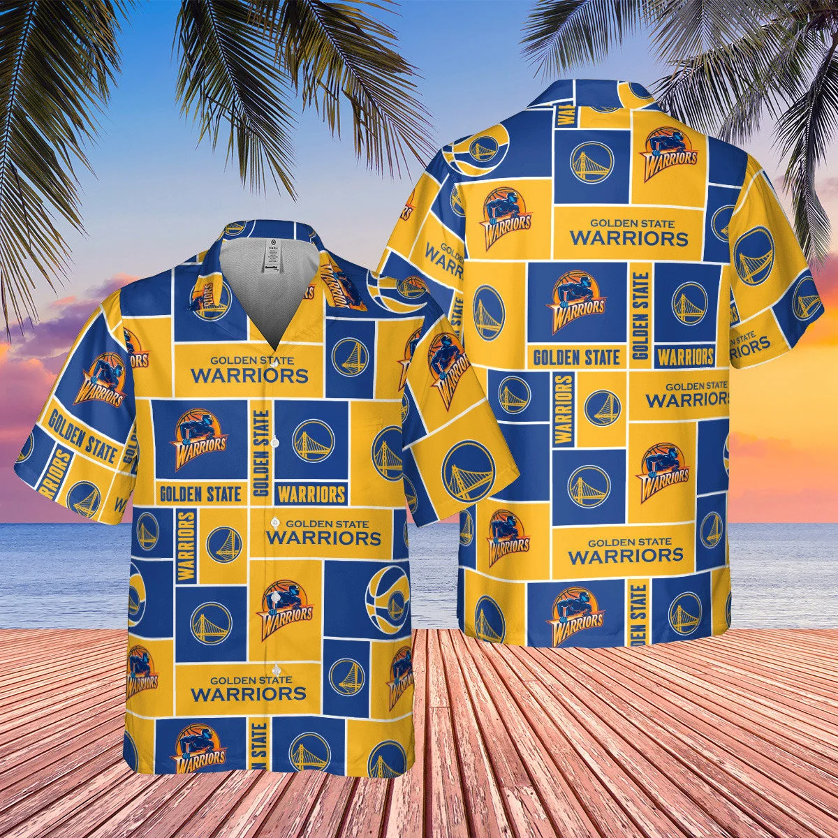 Golden State Warriors Grid Classic Hawaiian Shirt