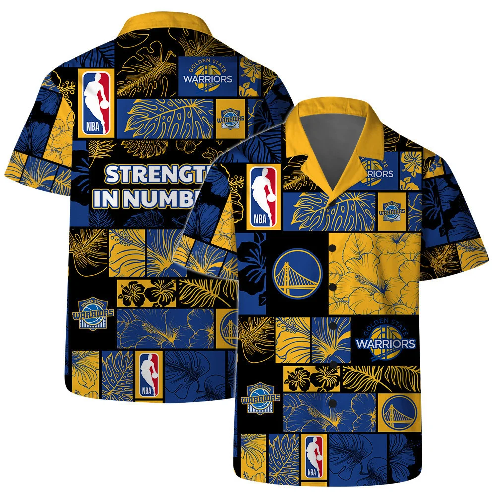 Golden State Warriors Strength in Numbers Tropical Hawaiian Shirt