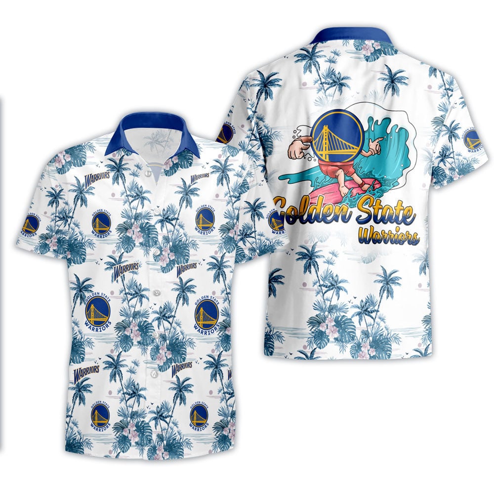 Golden State Warriors Surf & Palm Hawaiian Shirt