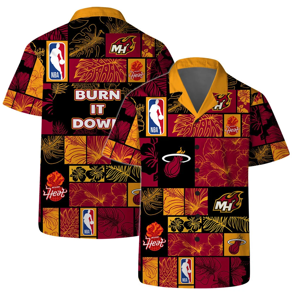 Miami Heat Burn It Down Hawaiian Shirt