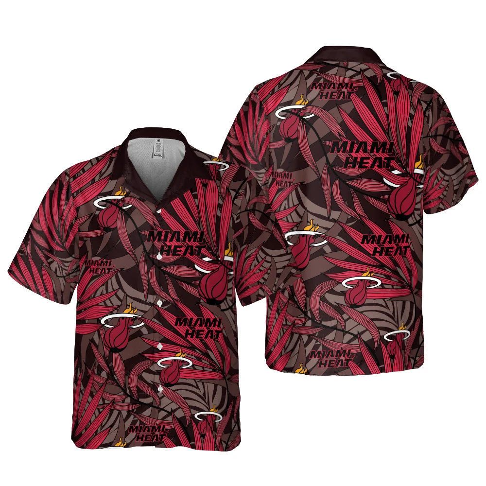 Miami Heat Fiery Leaves Hawaiian Shirt