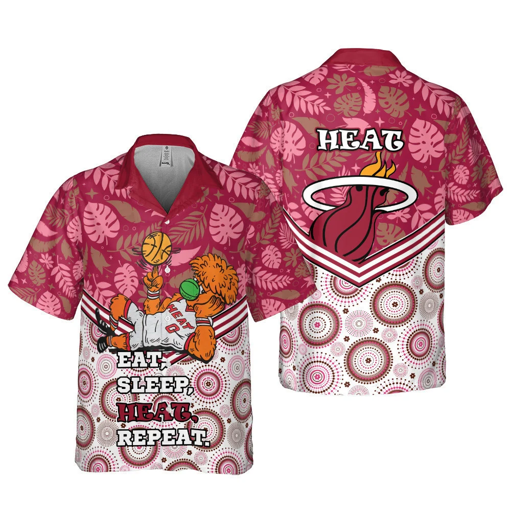 Miami Heat Mascot Eat Sleep Heat Repeat Hawaiian Shirta