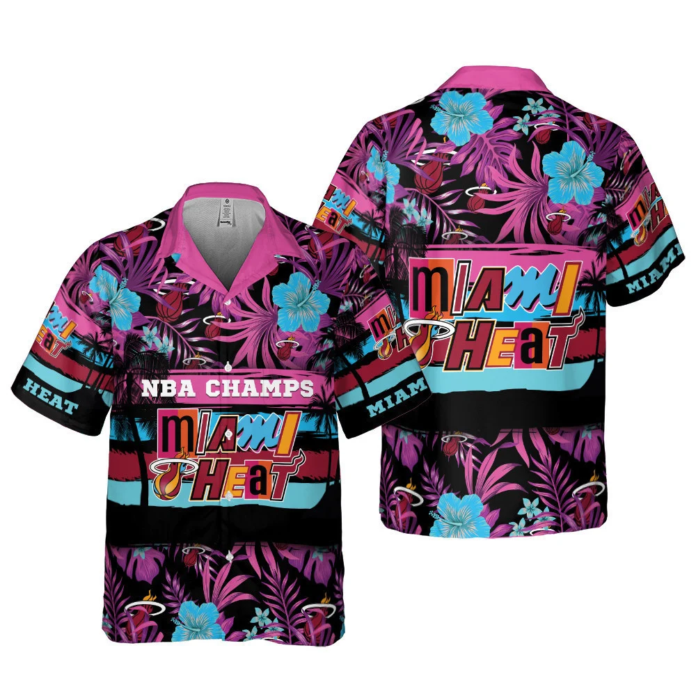 Miami Heat Neon Tropics Hawaiian Shirt