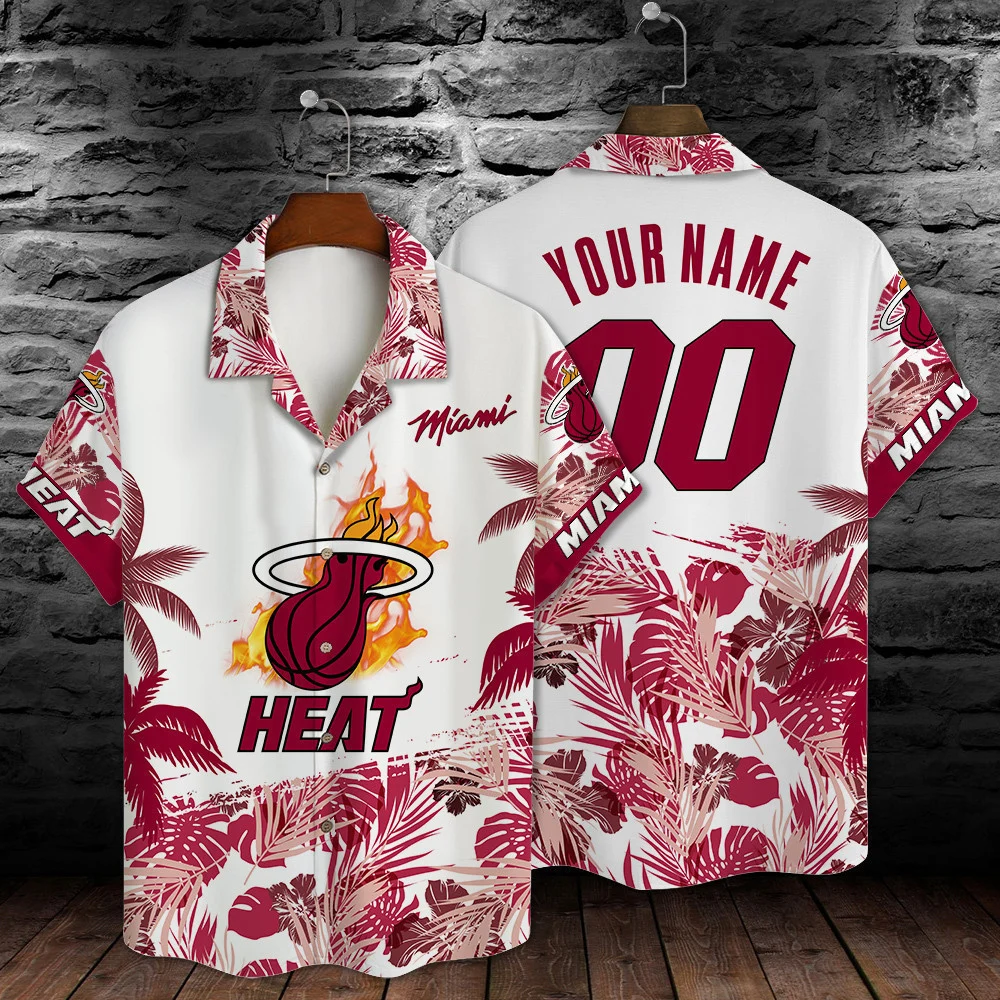 Miami Heat Personalized Flame Hawaiian Shirt