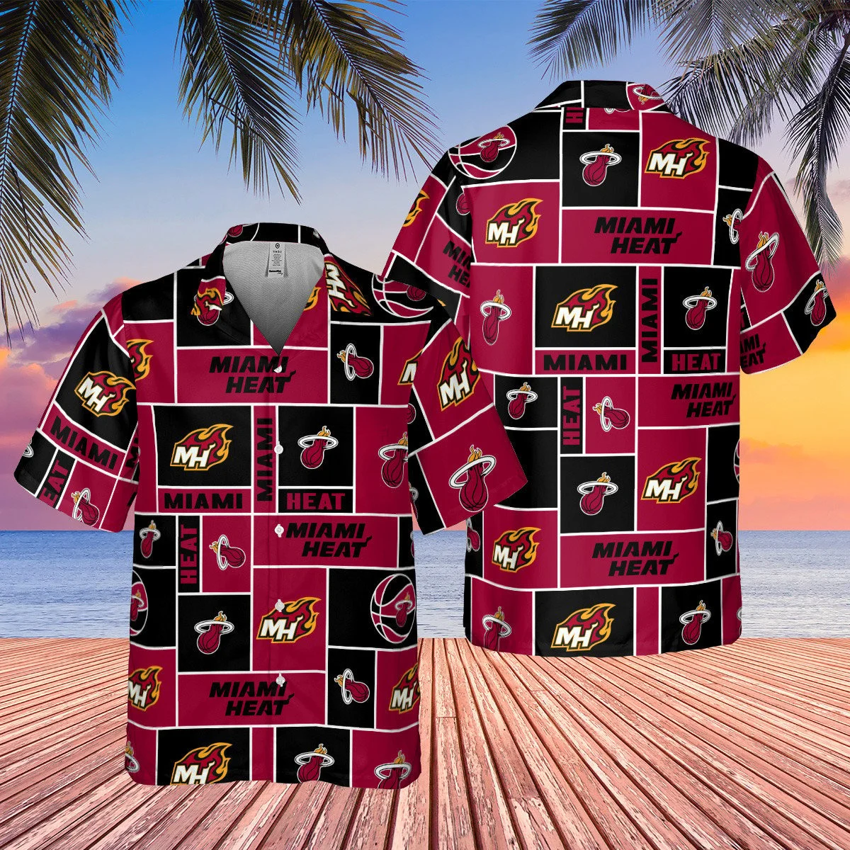 Miami Heat Retro Blocks Hawaiian Shirt