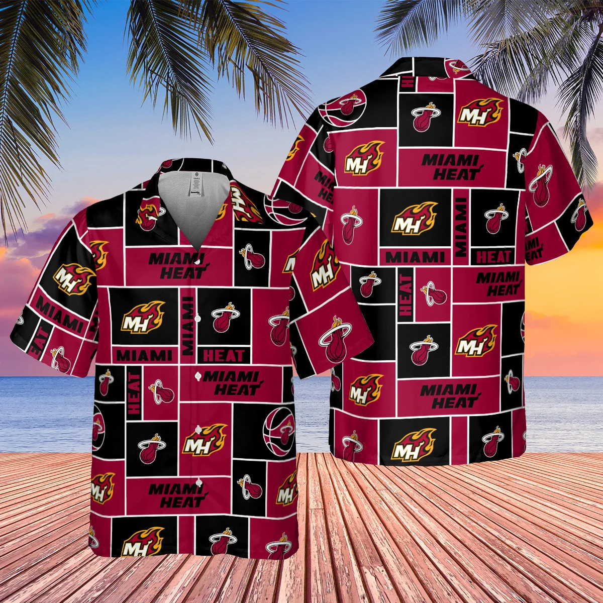 Miami Heat Retro Grid Hawaiian Shirt