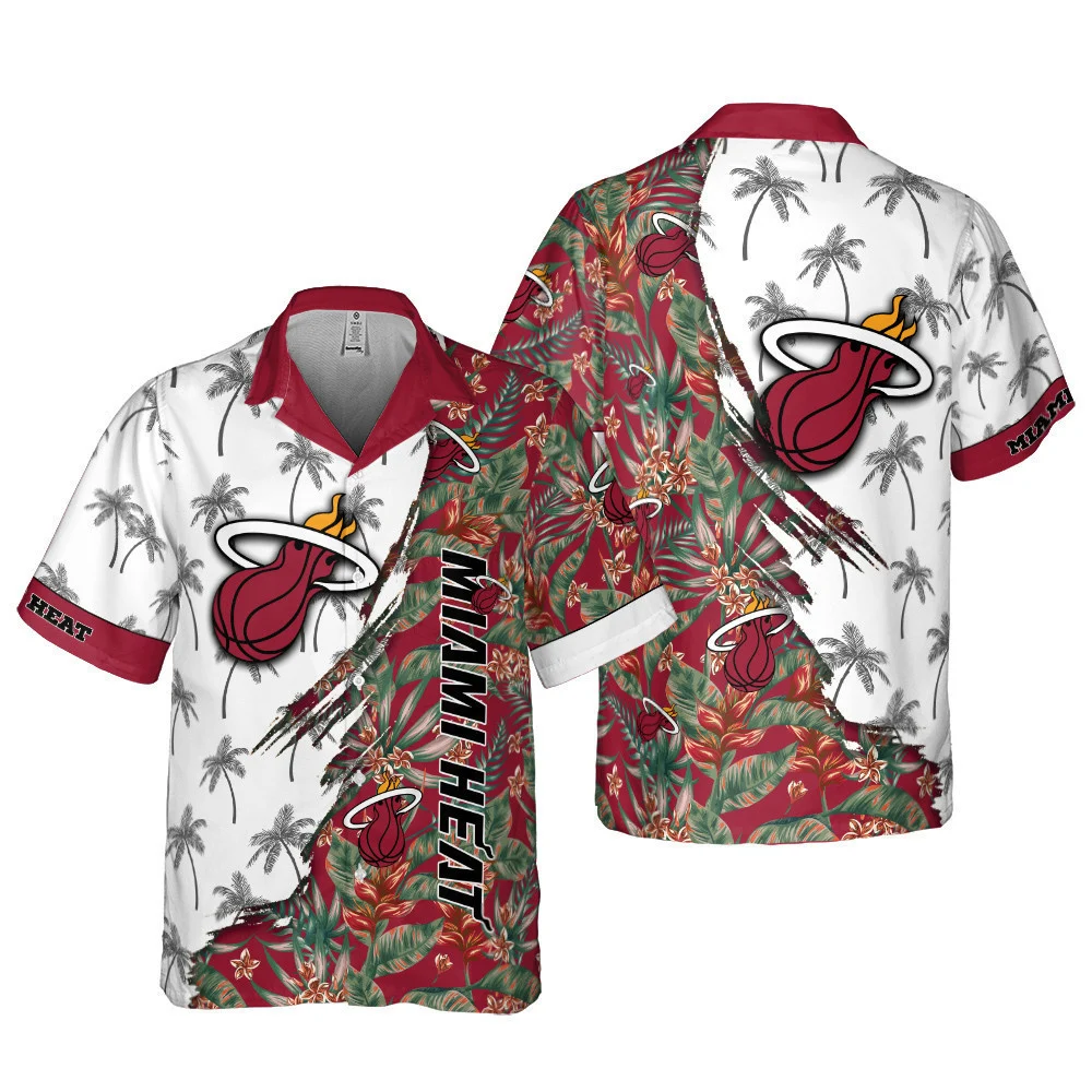 Miami Heat Split Tropics Hawaiian Shirt