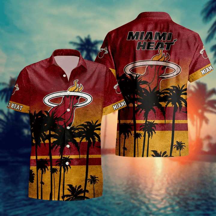 Miami Heat Sunset Palms Hawaiian Shirt