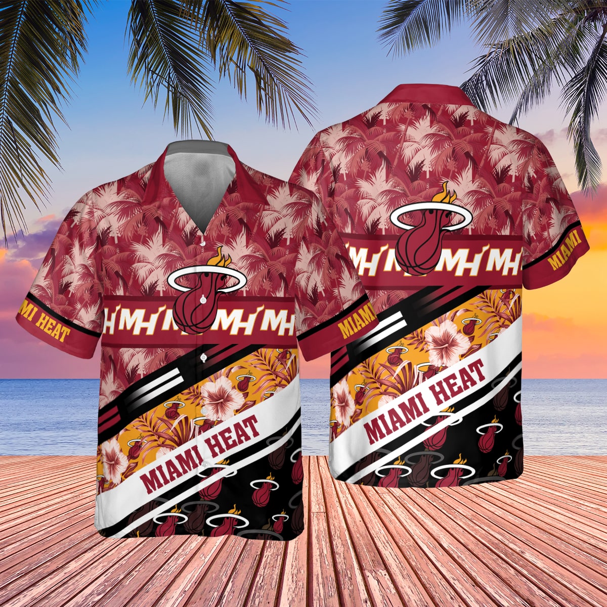 Miami Heat Sunset Tropics Hawaiian Shirt