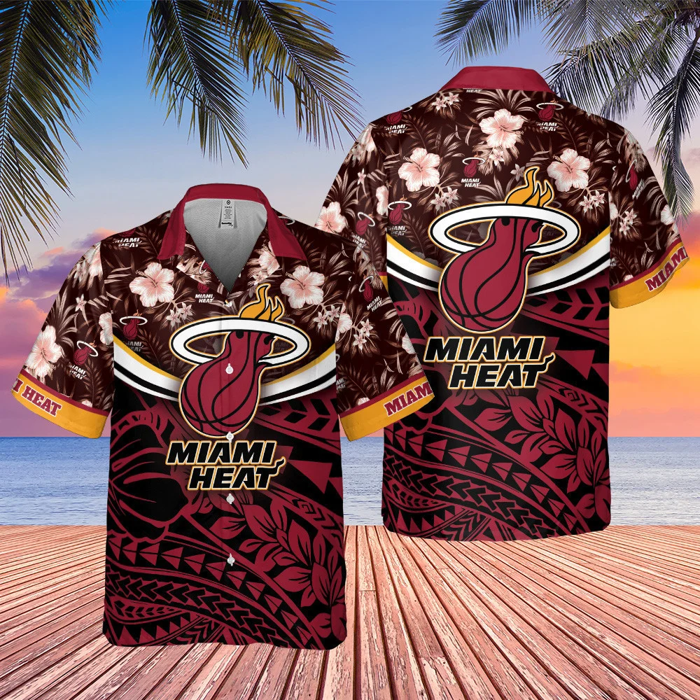 Miami Heat Tribal Bloom Hawaiian Shirt