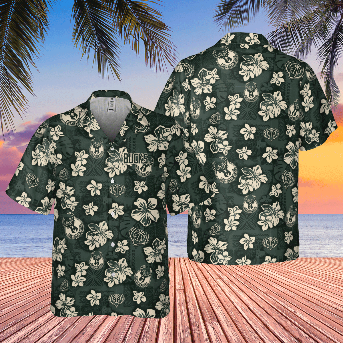 Milwaukee Bucks Tropical Flower Hawaiian Shirt