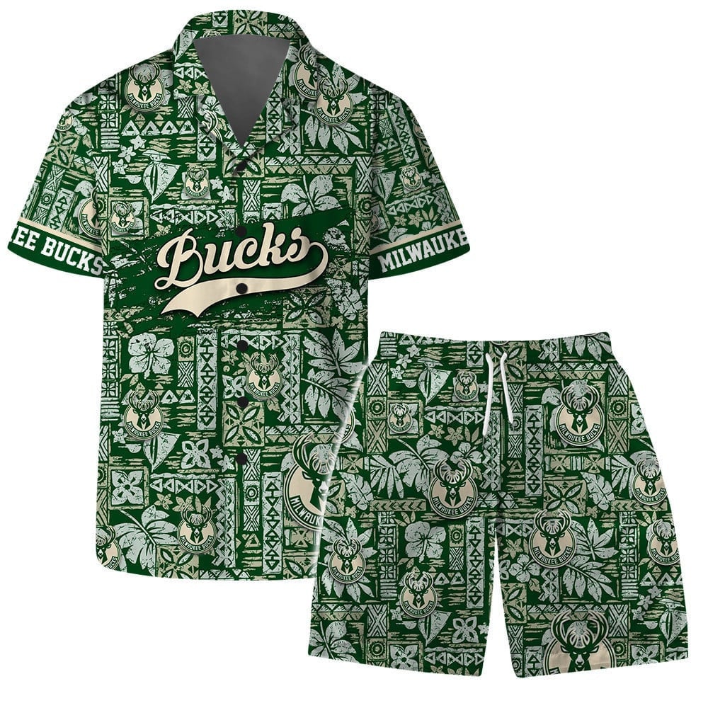 Milwaukee Bucks Tropical Green Hawaiian Shirt